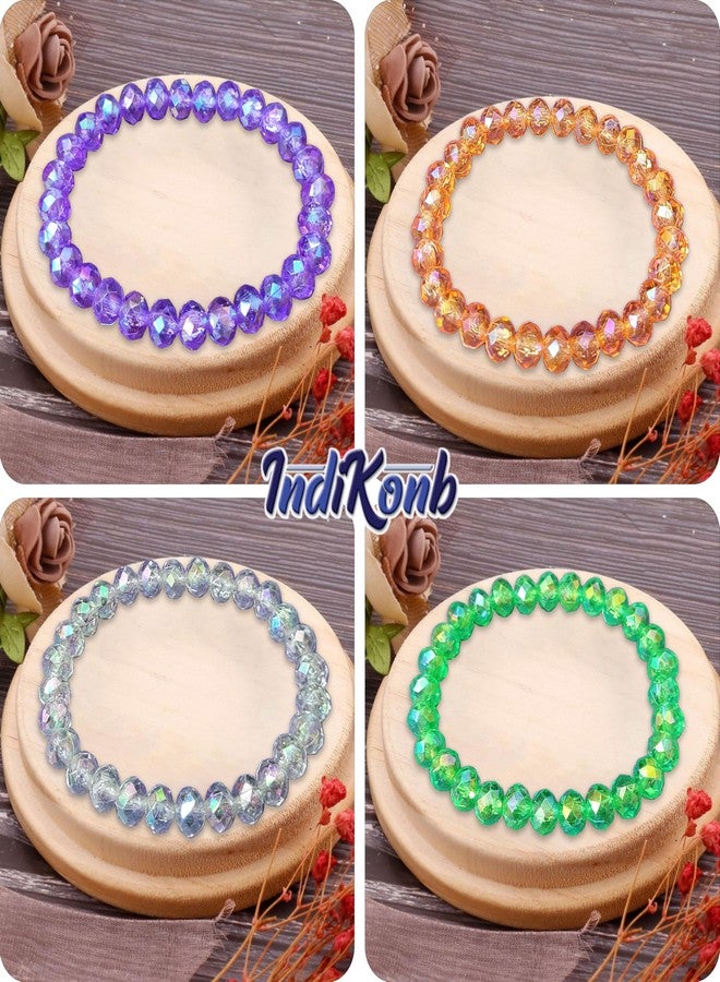 INDIKONB Rainbow Tyre Rondelle Beads | Combo Set of 12 Multicolor Beads | 6mm Seed Beads for Jewelry Making, DIY Crafts, and Accessories | Perfect for Bracelets and Necklaces (Multicolor) - Image 5